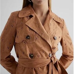 Express Floral Cutout Belted Trench Coat